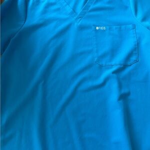 Figs Vibrant Blue V-Neck Scrub Top